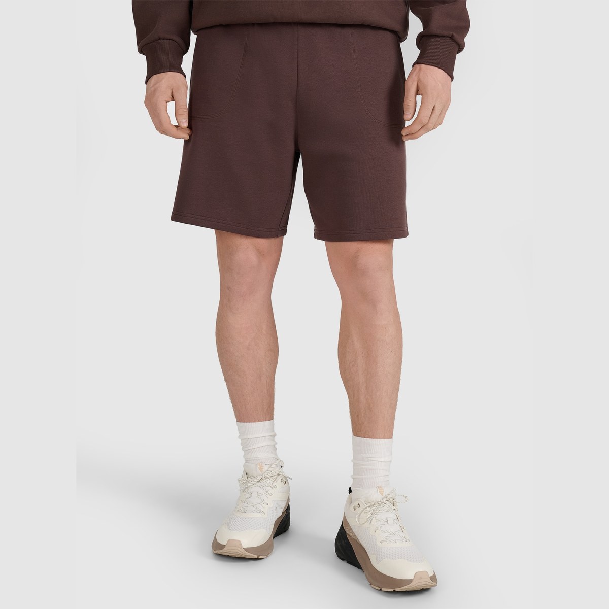 Unisex teplákové šortky - hnedé · záber 2