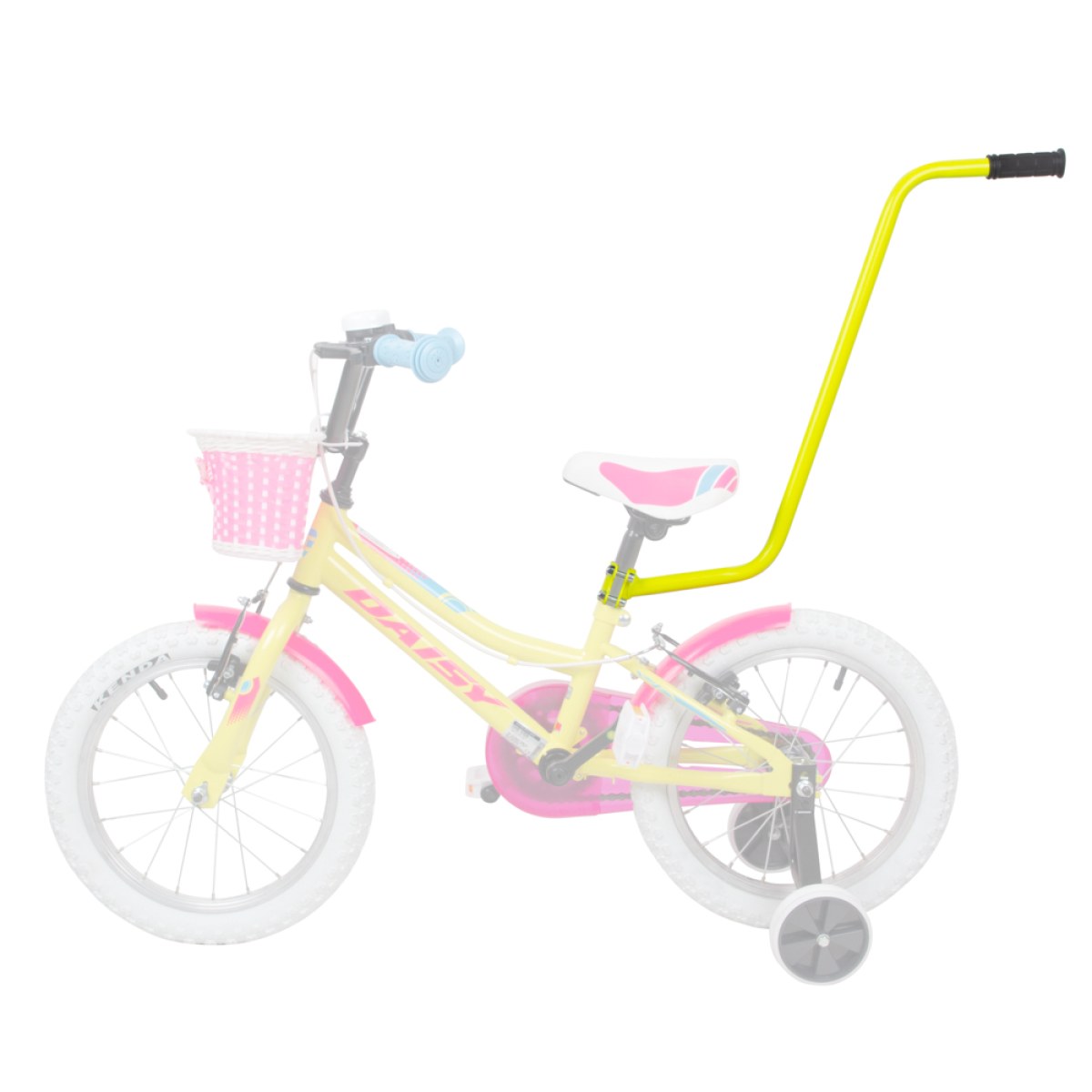 Vodiaca tlačná tyč na detský bicykel inSPORTline Pushino - Farba: Čierna · záber 2