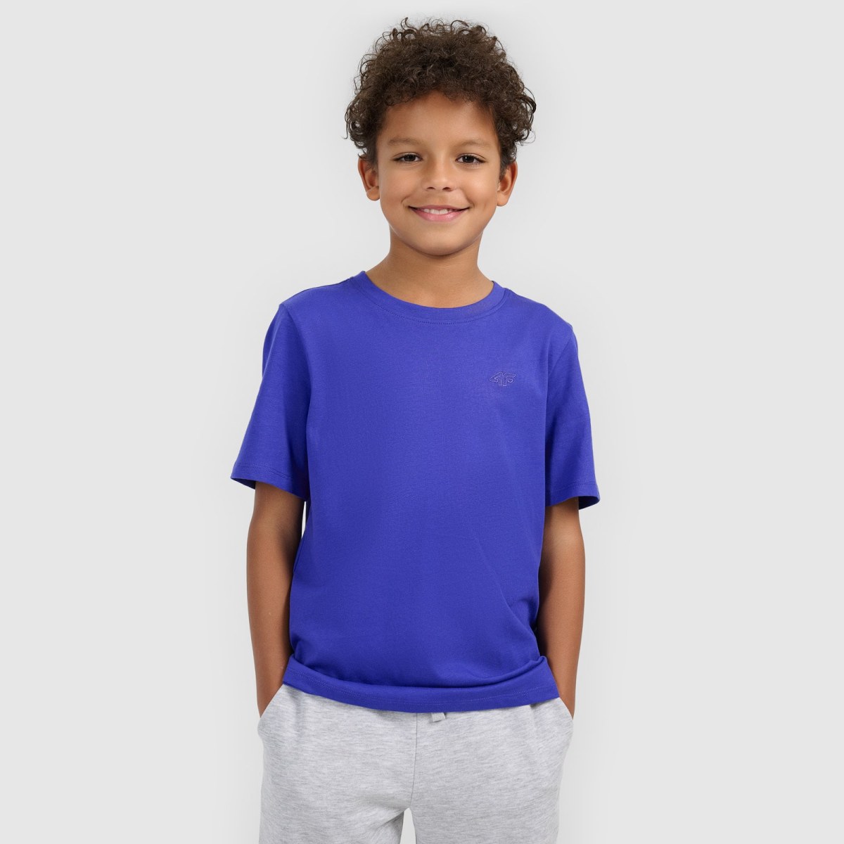 T-shirt regular hladký chlapčenský - modrý · záber 1