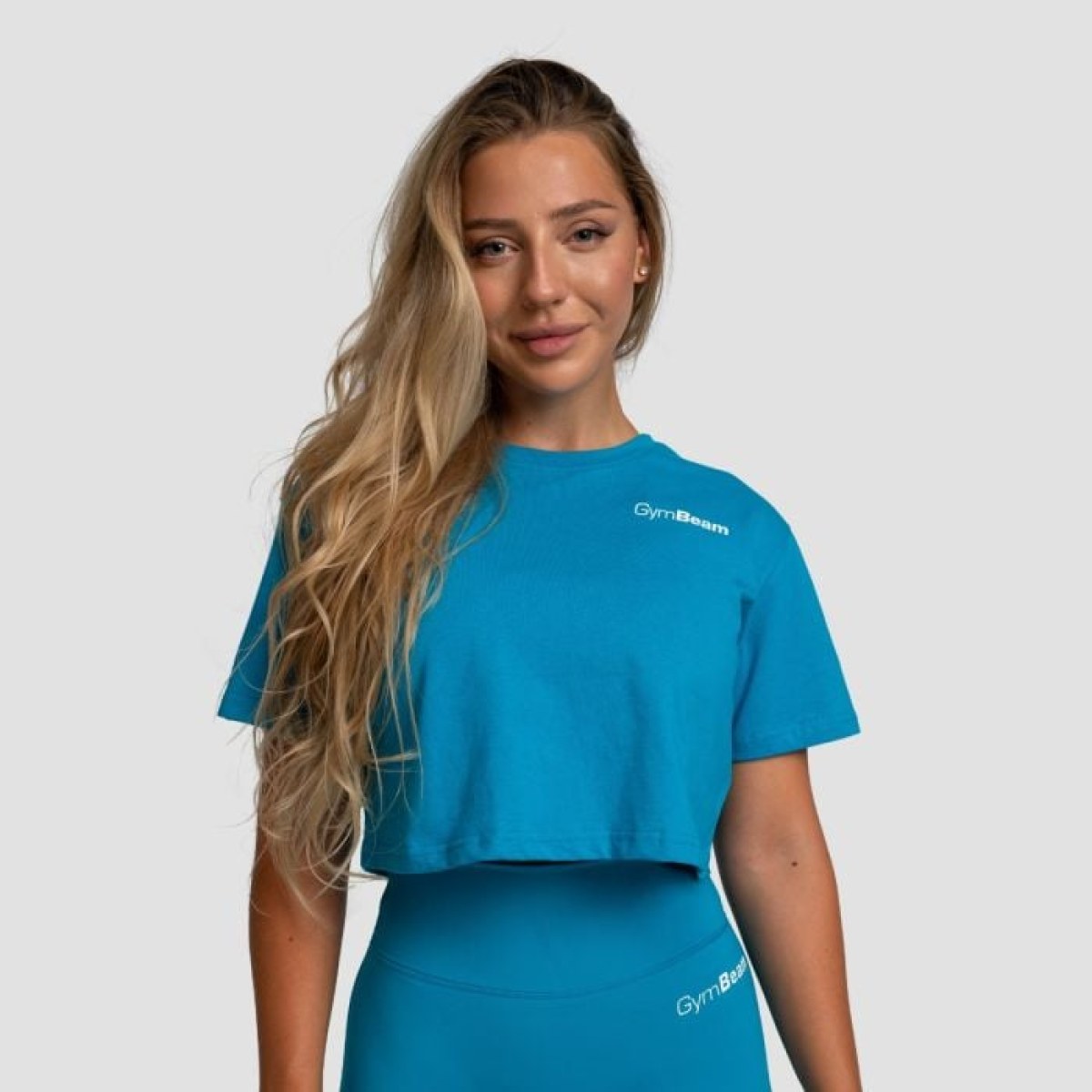 GymBeam Dámske tričko Cropped Limitless Aquamarine LL · záber 1