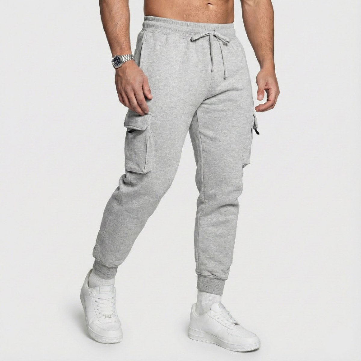 Pánske tepláky Iron Aesthetics Cargo Joggers, sivé · záber 2