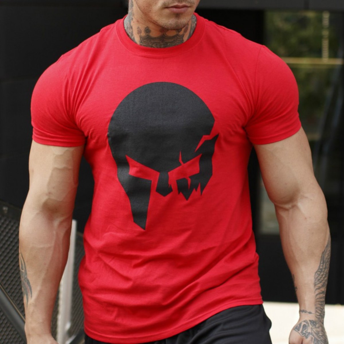 Ultrasoft tričko Iron Aesthetics Skull, červené · záber 1