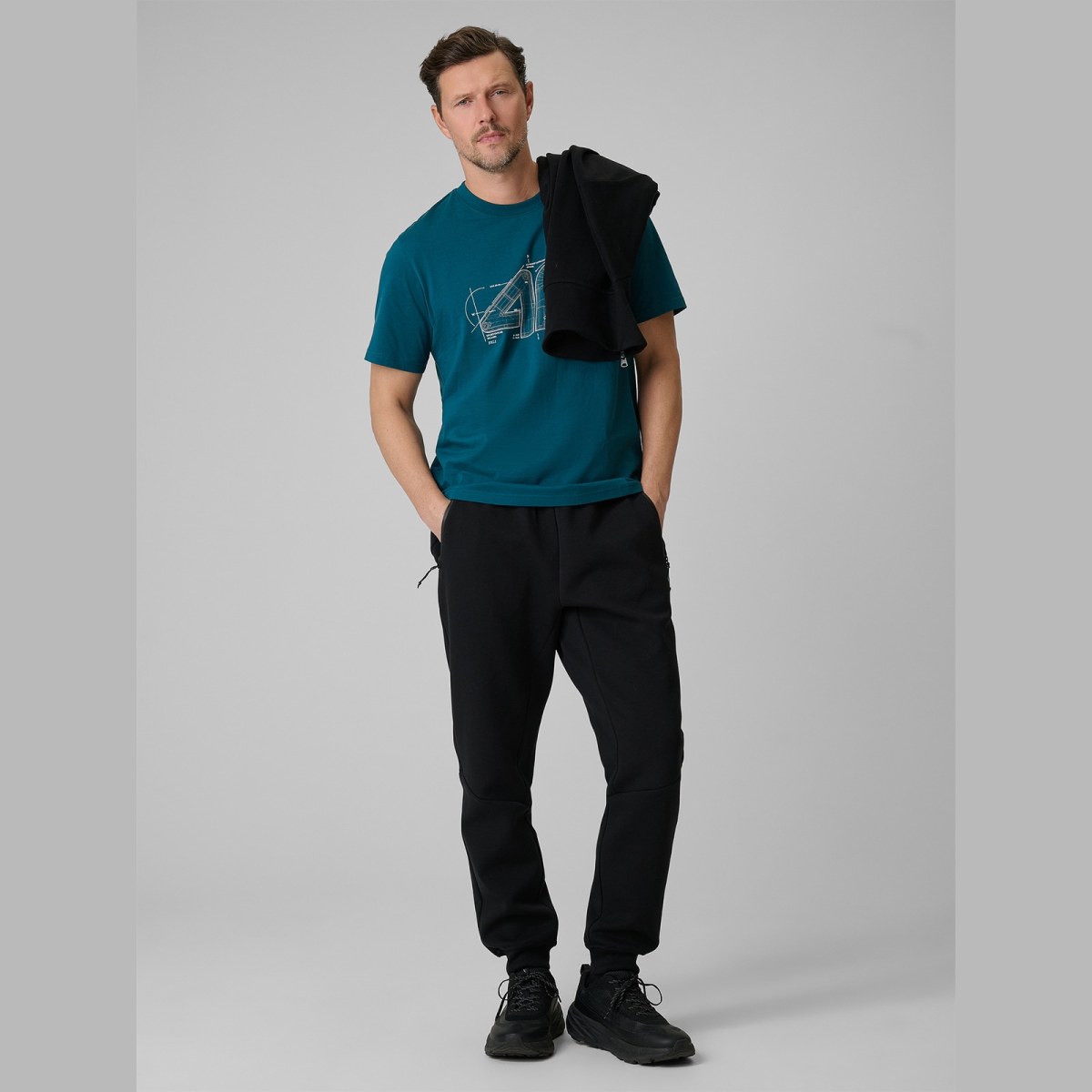 T-shirt regular s potlačou pánsky - tyrkysový · záber 10