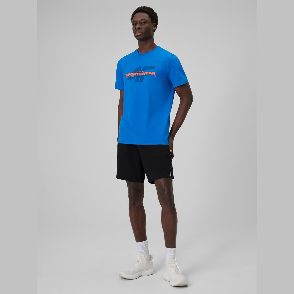T-shirt regular s potlačou pánsky - modrý · záber 4
