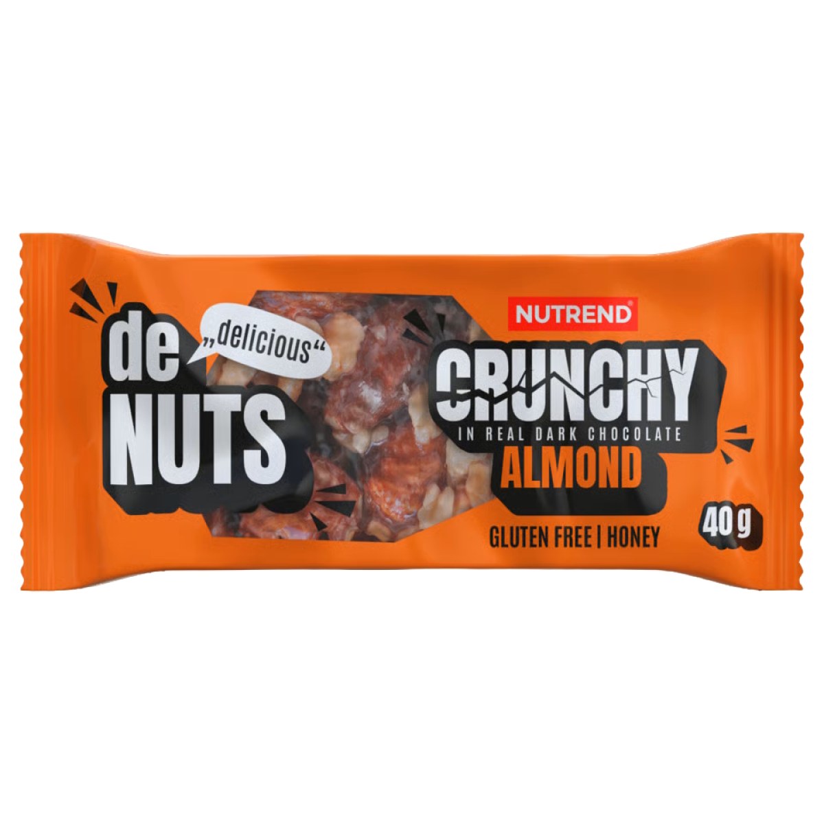 Nutrend DeNuts Crunchy 40g slané arašidy v horkej čokoláde · záber 2