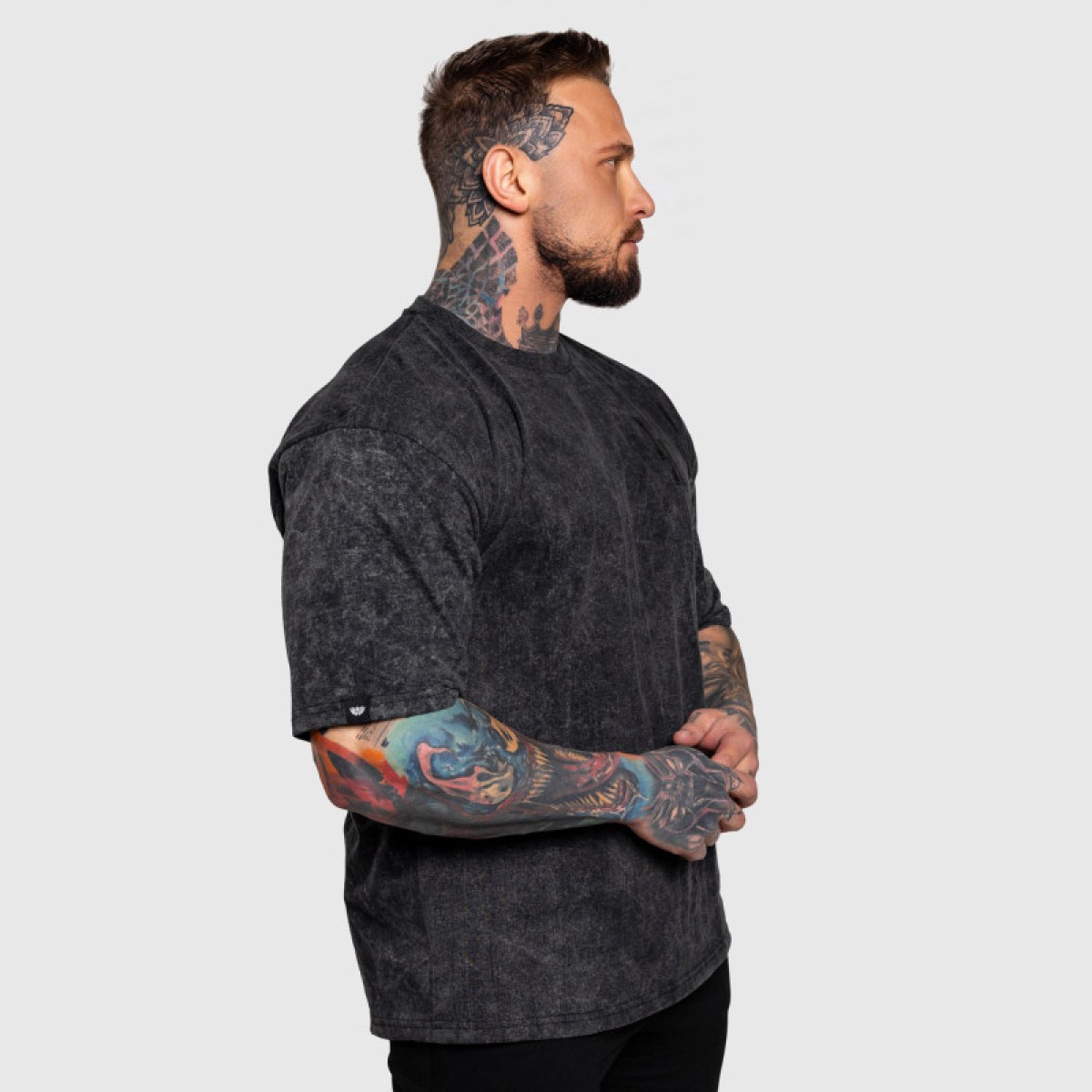 Oversize tričko Iron Aesthetics College, washed black · záber 4