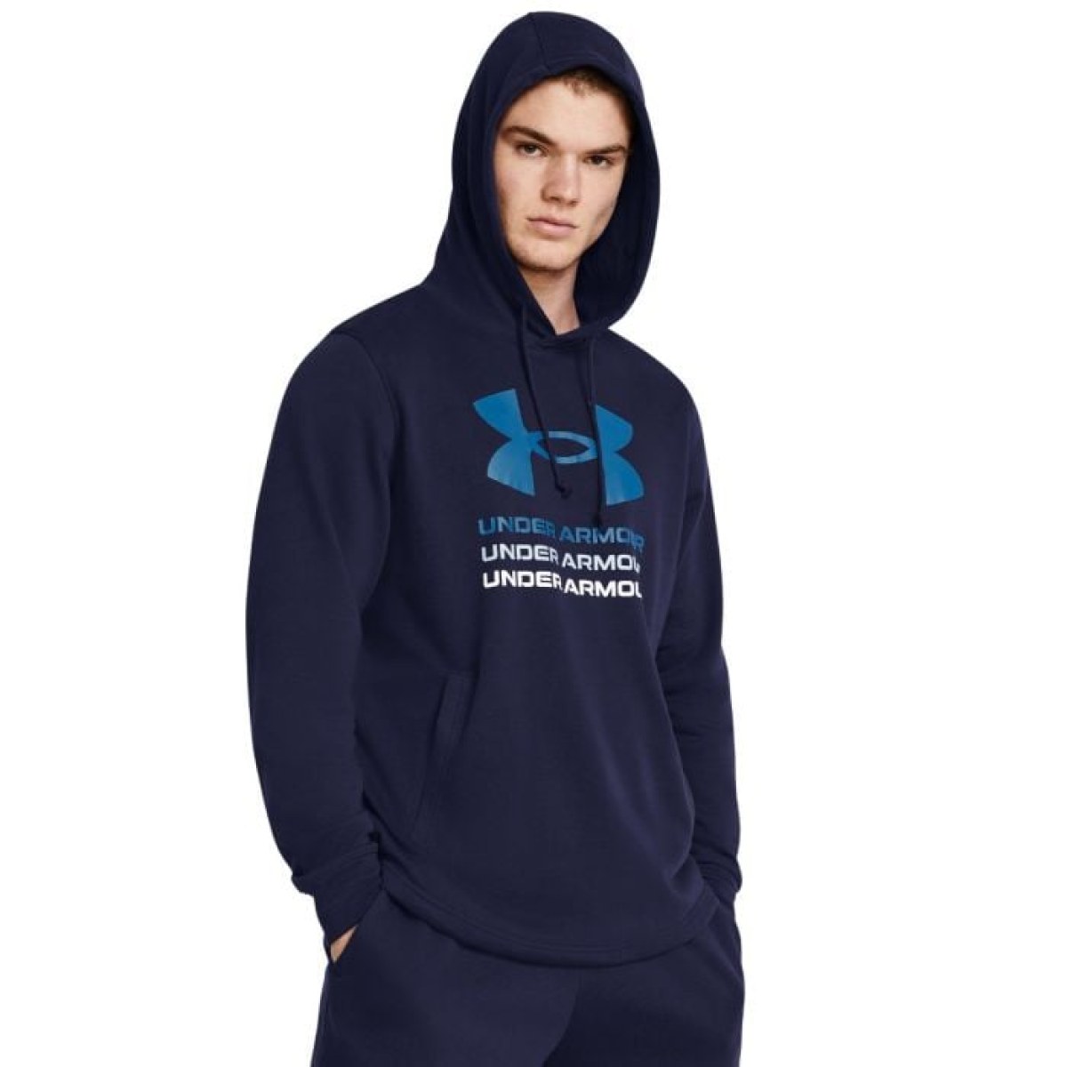 Under Armour Mikina Rival Terry Graphic Hood Blue SS · záber 1