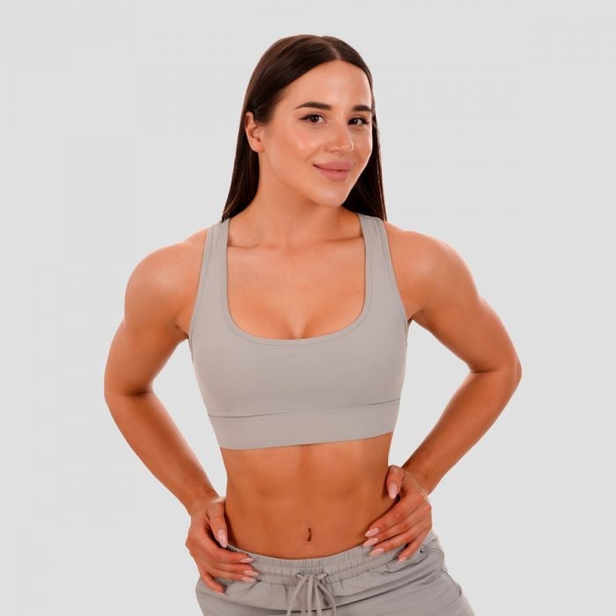 GymBeam Športová podprsenka Mesh Panel grey SS · záber 1