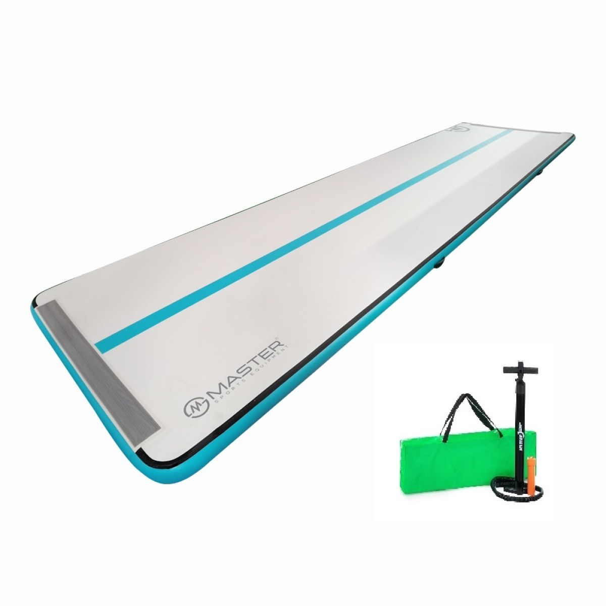 Airtrack MASTER S-Pro nafukovacia žinenka 600 x 150 x 10 cm - sivá - modrozelená · záber 1