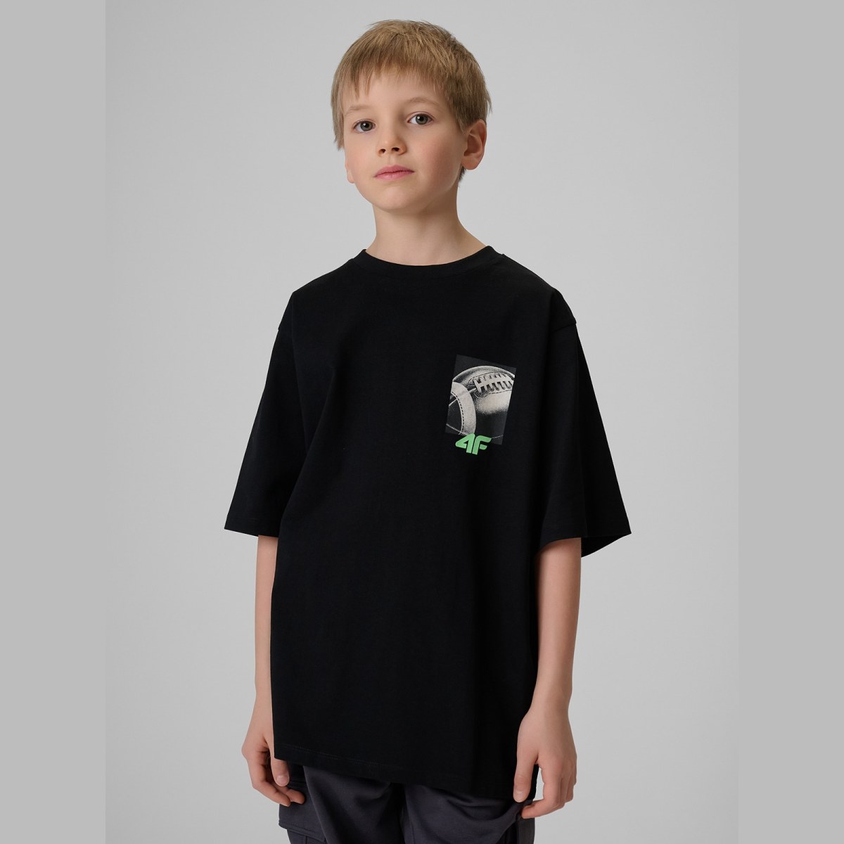 T-shirt loose s potlačou chlapčenský - čierny · záber 2