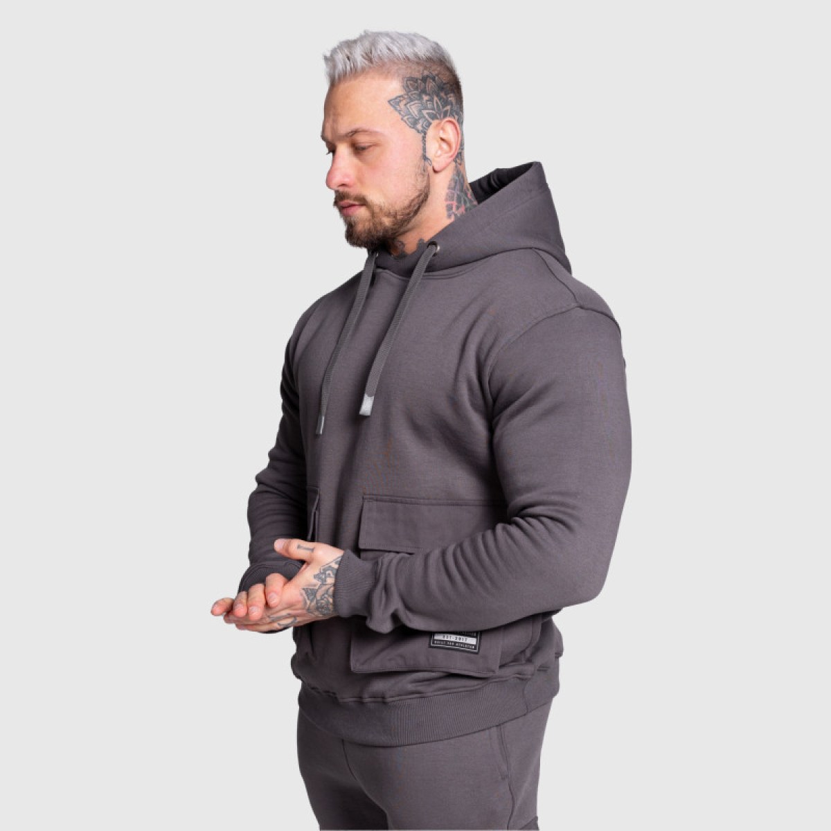 Mikina s kapucňou Iron Aesthetics Cargo Hoodie, tmavosivá · záber 2