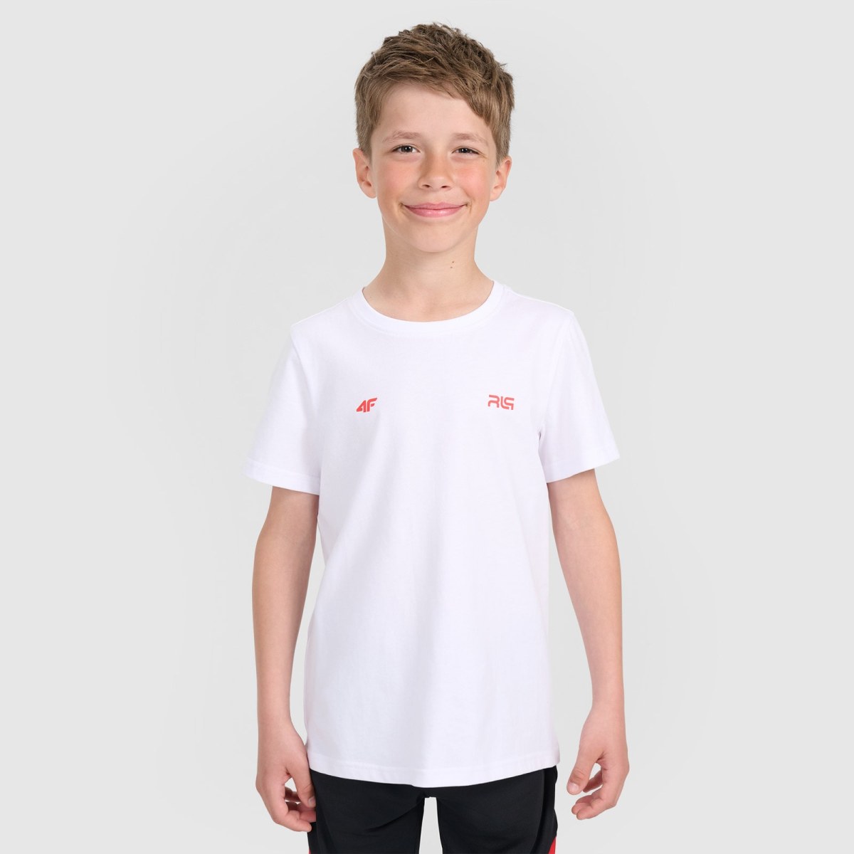T-shirt regular s potlačou detský 4F JUNIOR x Robert Lewandowski - biely · záber 1