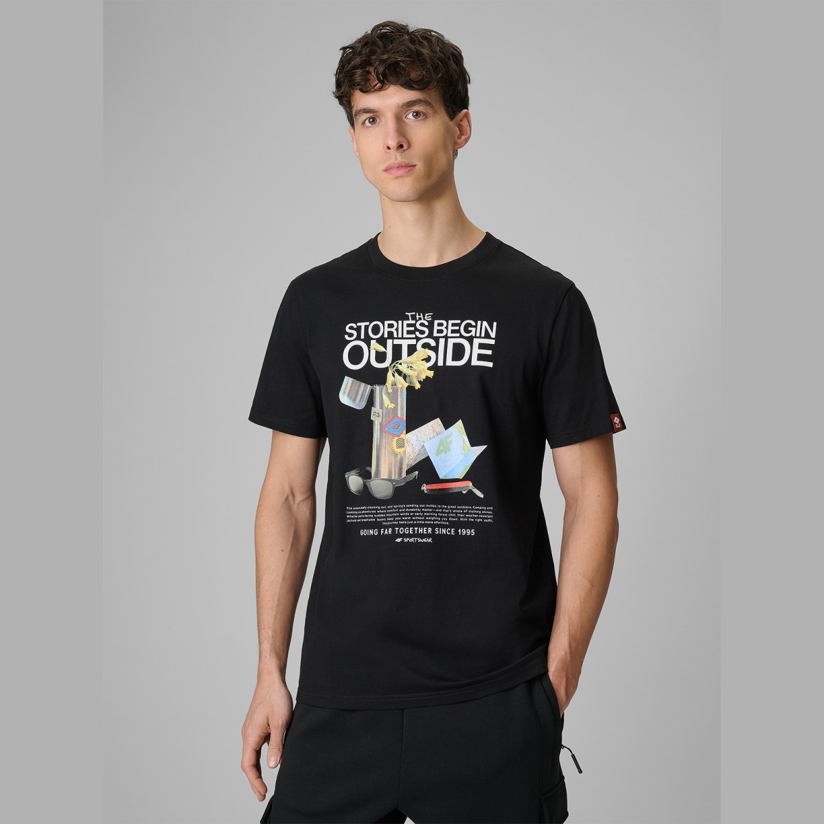 T-shirt regular s potlačou pánsky - čierny · záber 1