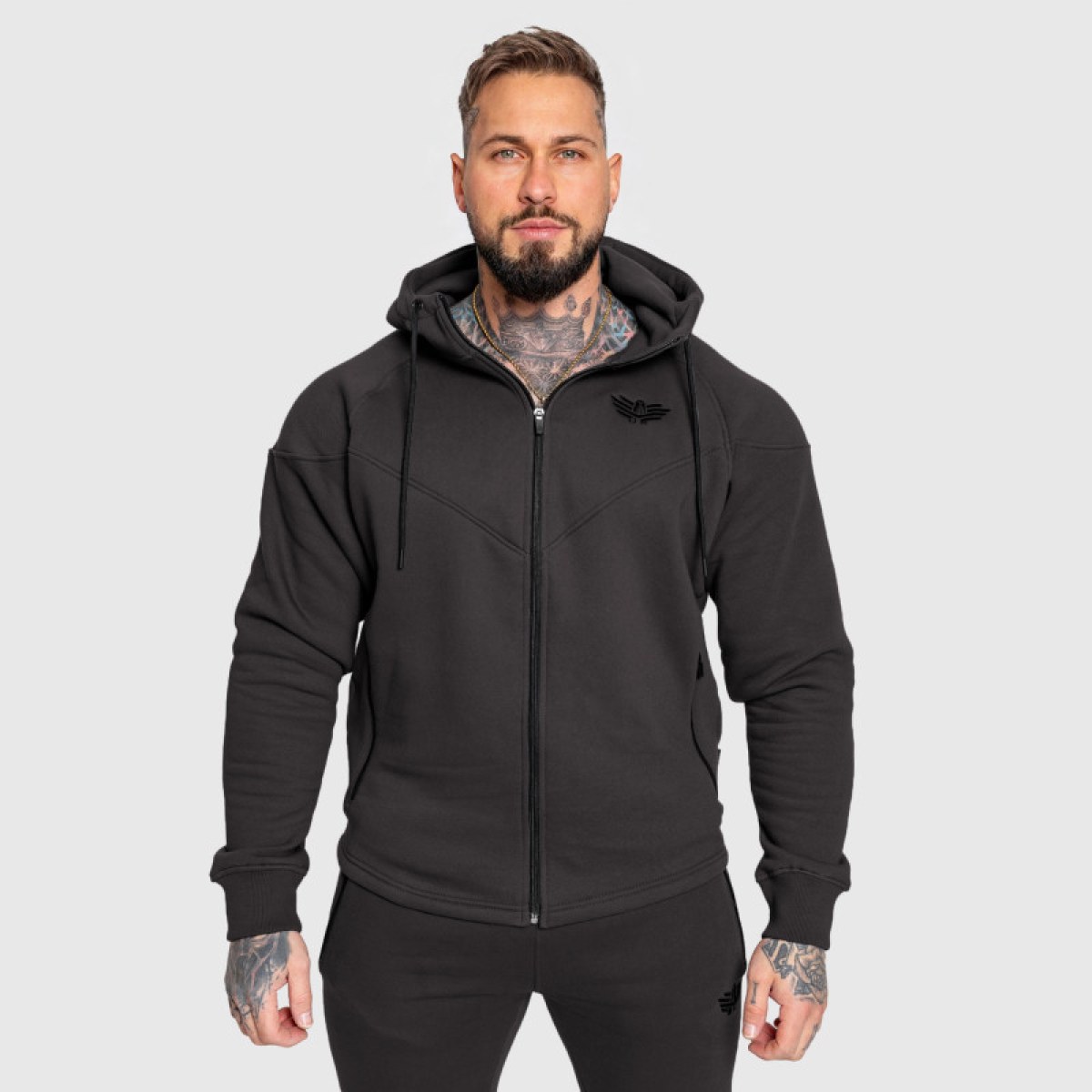 Fitness mikina so zipsom Iron Aesthetics ROUND, sivá · záber 1