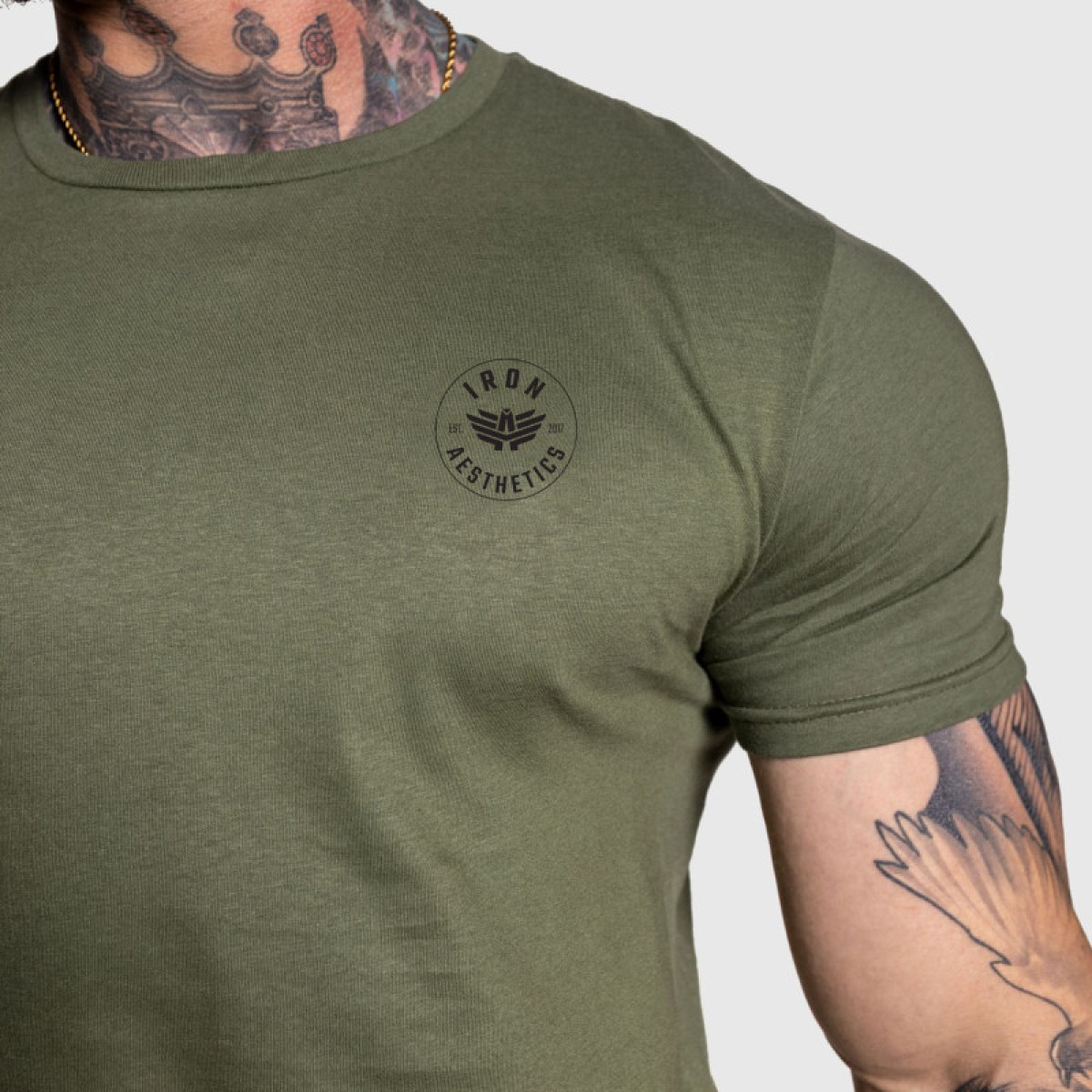 Pánske športové tričko Iron Aesthetics Circle, vojenská zelená · záber 2