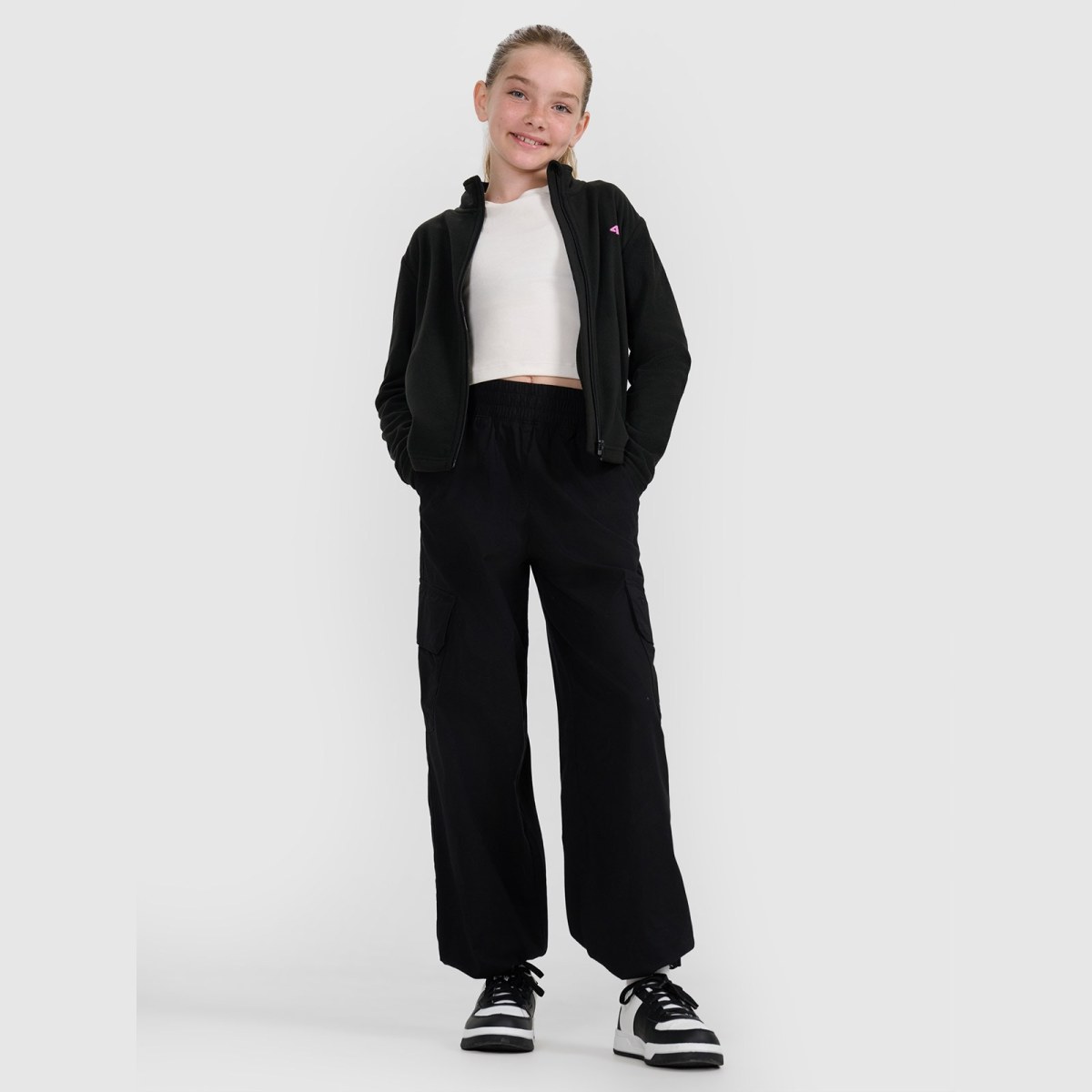 Dievčenský fleece s golierom slim - čierny · záber 2