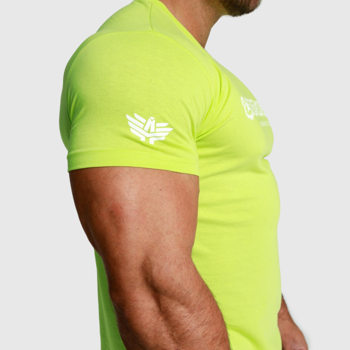 Pánske fitness tričko Iron Aesthetics Unbroken, limetkové · záber 3