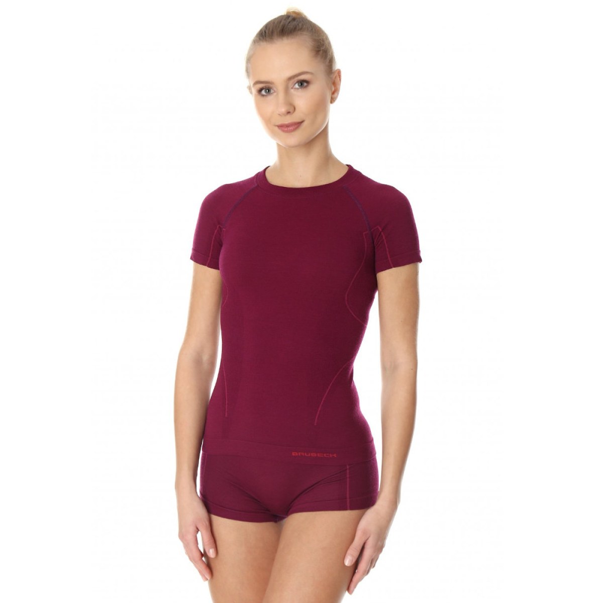 Brubeck Active Wool s krátkym rukávom Plum - S · záber 1