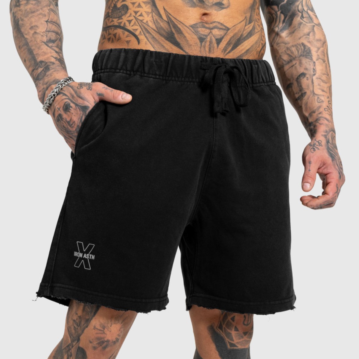 Pánske kraťasy Iron Aesthetics X Washed, čierne · záber 1