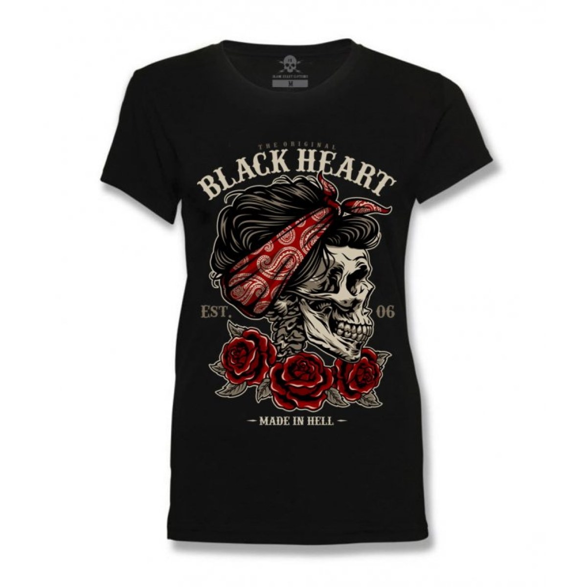BLACK HEART Pin Up Skull čierna - M · záber 1