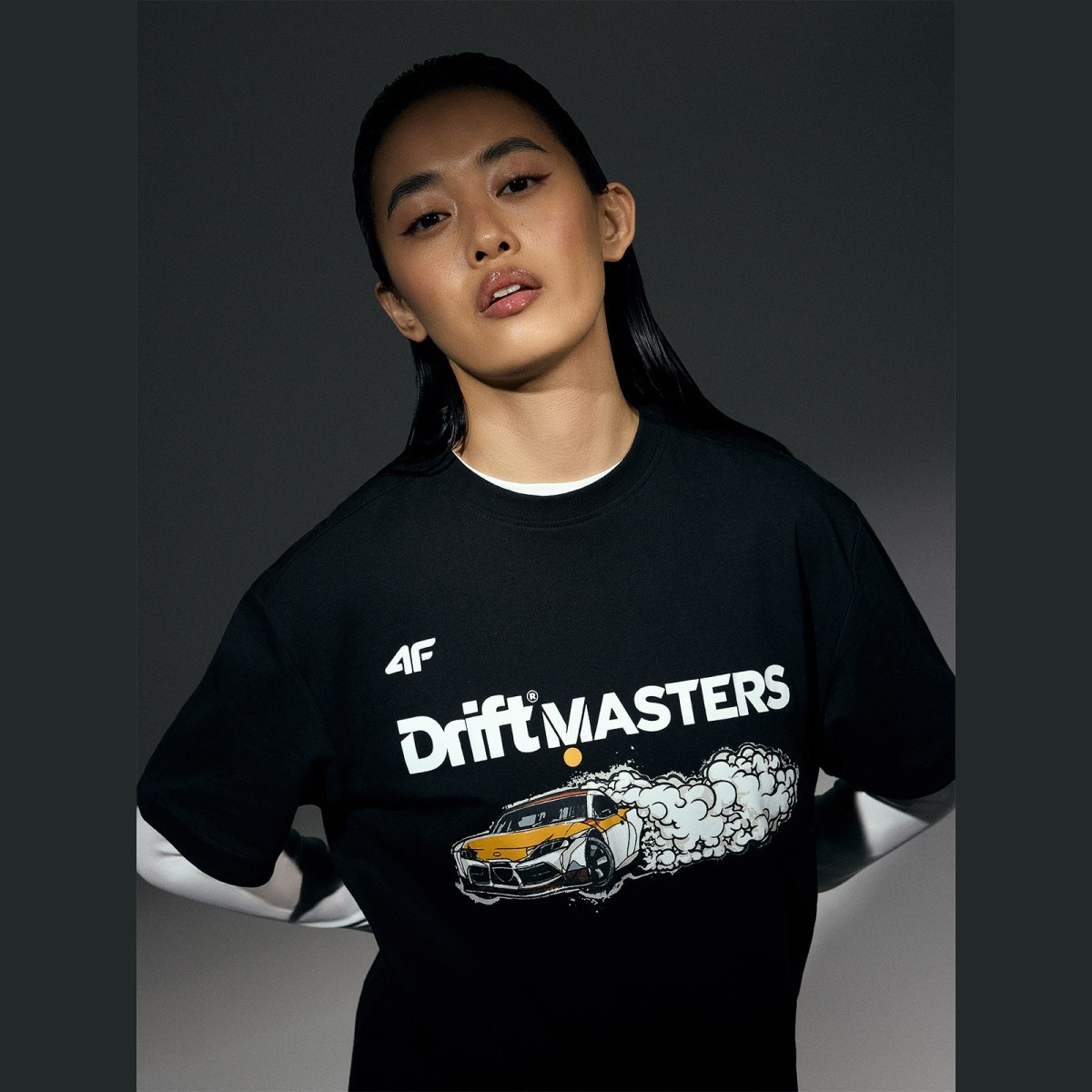 Unisex regular tričko s potlačou 4F x Drift Masters - čierne · záber 1