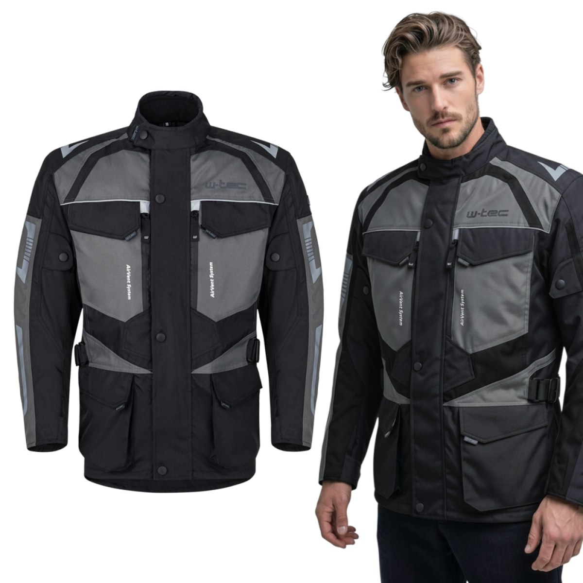 Pánska moto bunda W-TEC Burdys Evo - Veľkosť: XL | Farba: Sivá · záber 1