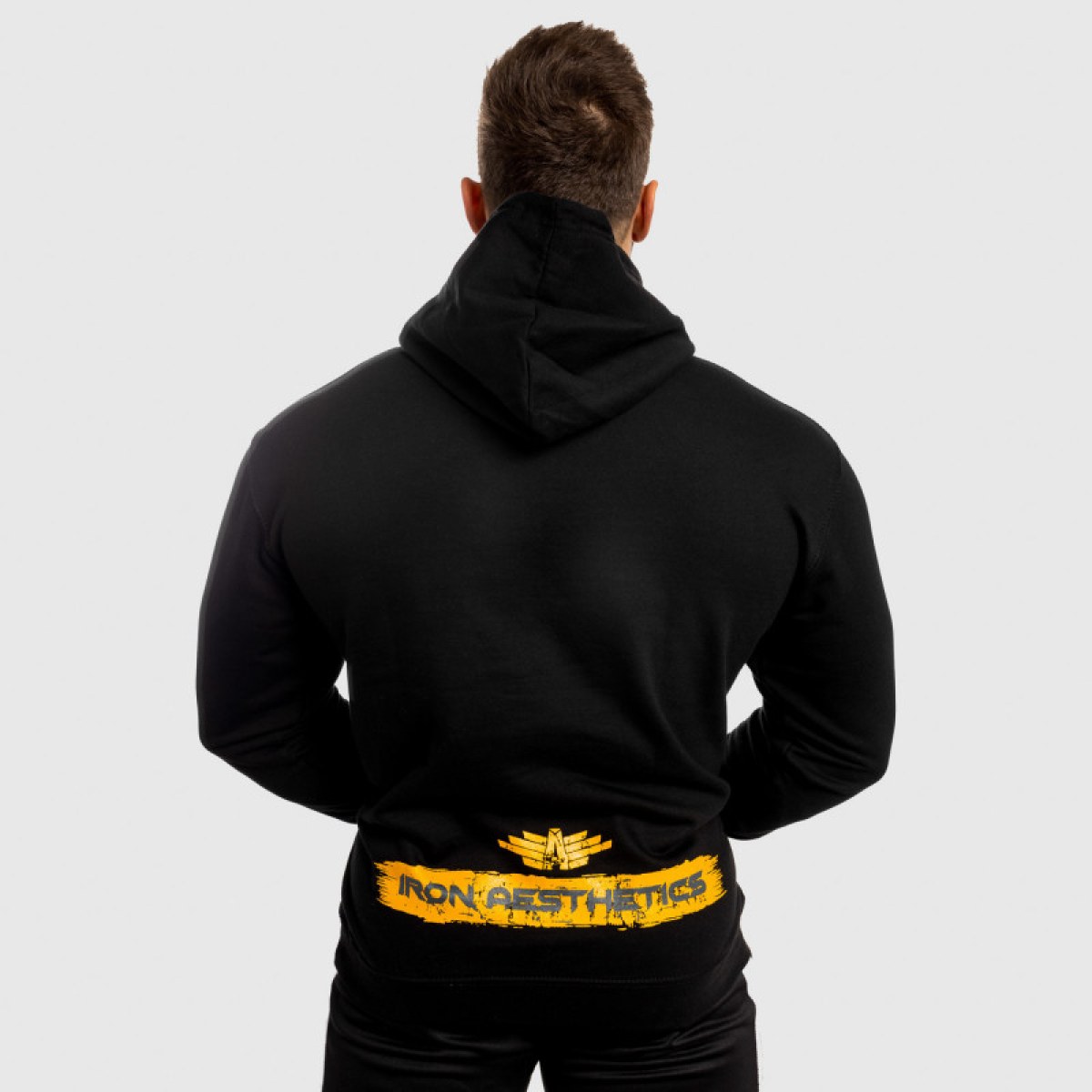 Fitness mikina bez zipsu Iron Aesthetics Force, čierna · záber 2