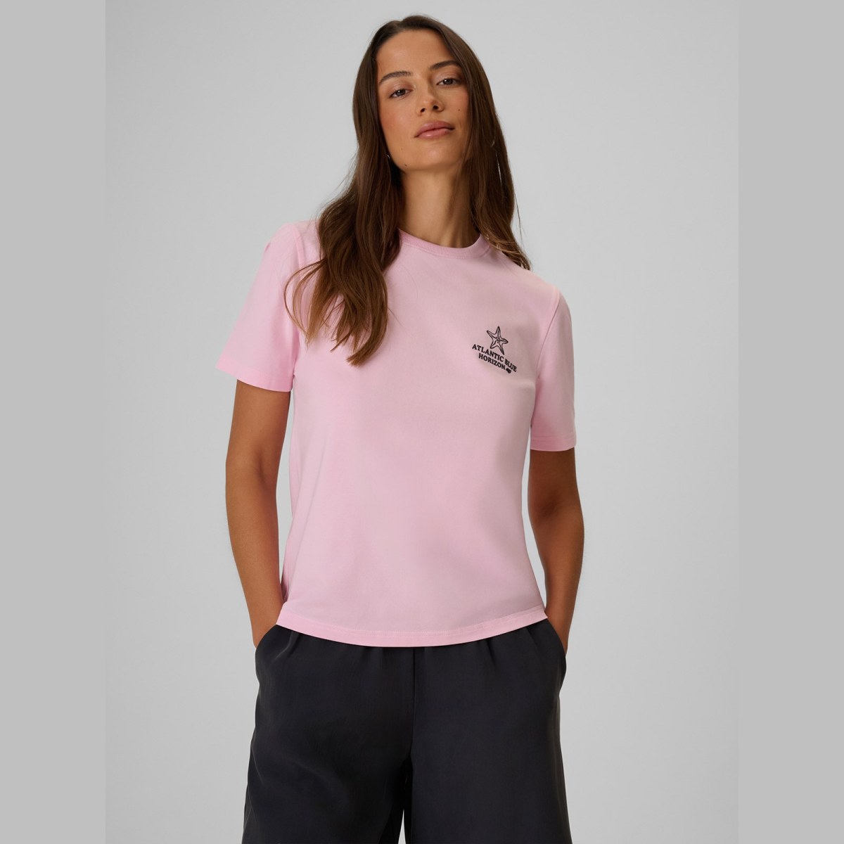 T-shirt relaxed s potlačou dámsky - ružový · záber 1