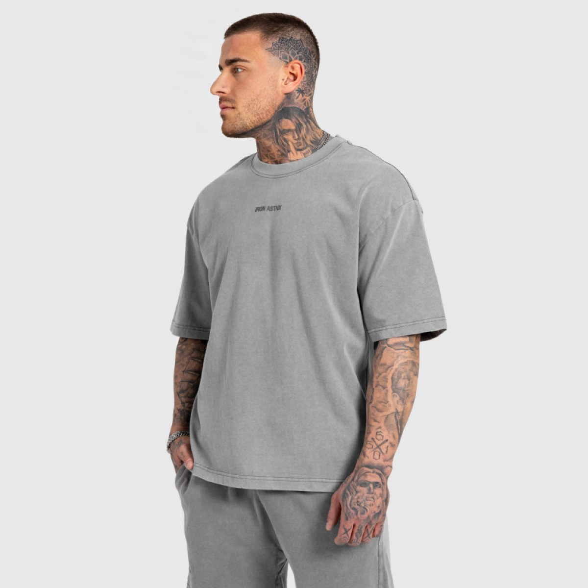 Pánske tričko Iron Aesthetics X Washed, sivé · záber 4
