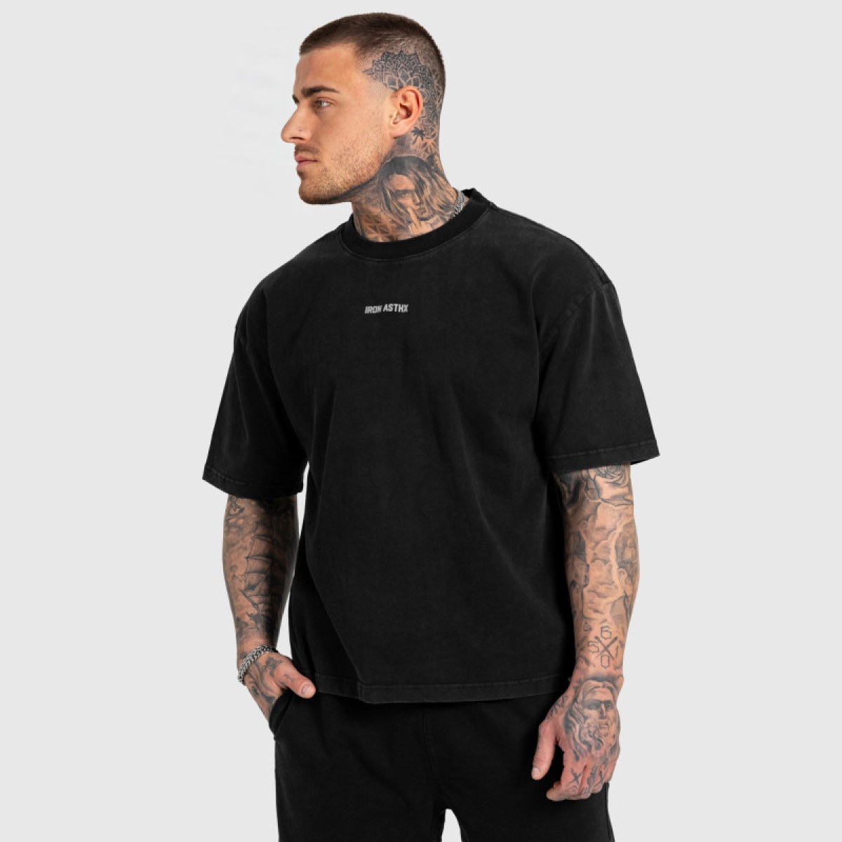 Pánske tričko Iron Aesthetics X Washed, čierne · záber 2