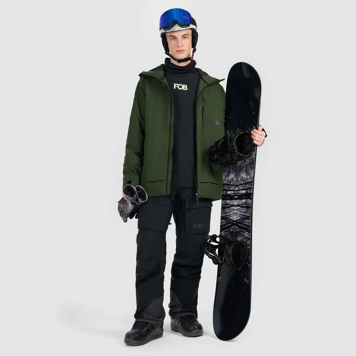 Snowboardová bunda membrána 15000 pánska - khaki · záber 2