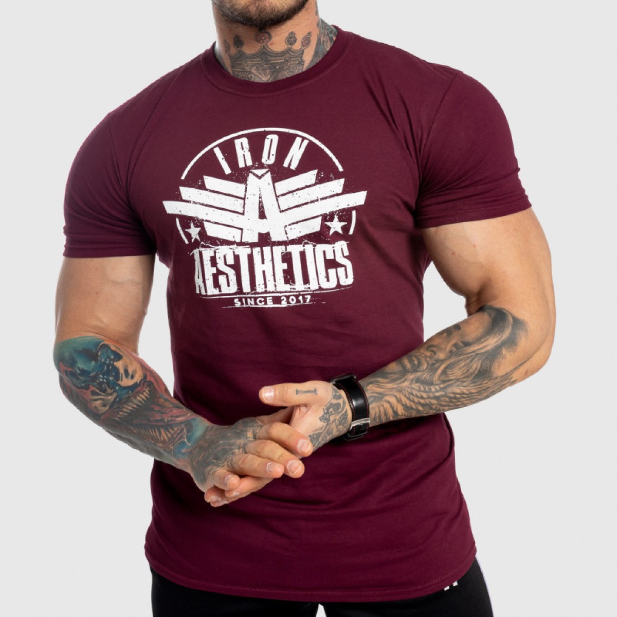 Pánske fitness tričko Iron Aesthetics Force, bordové · záber 1