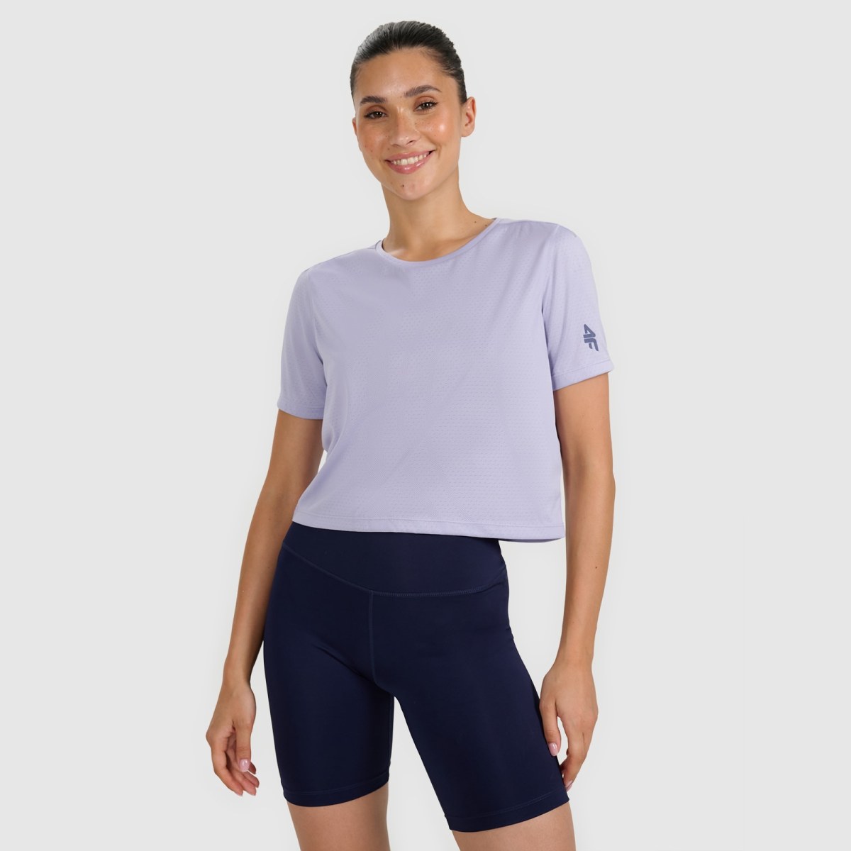 Rýchloschnúce dámske tréningové crop-top tričko - modré · záber 1