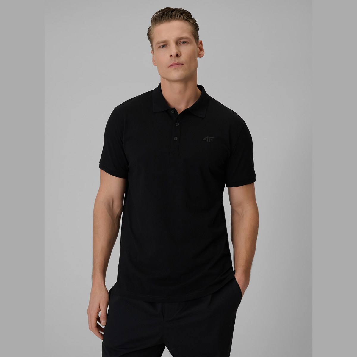 Pánske polo tričko regular - čierne · záber 1