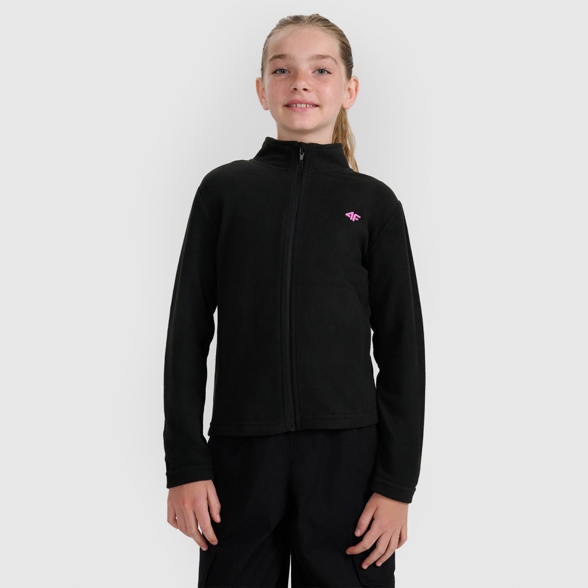 Dievčenský fleece s golierom slim - čierny · záber 1