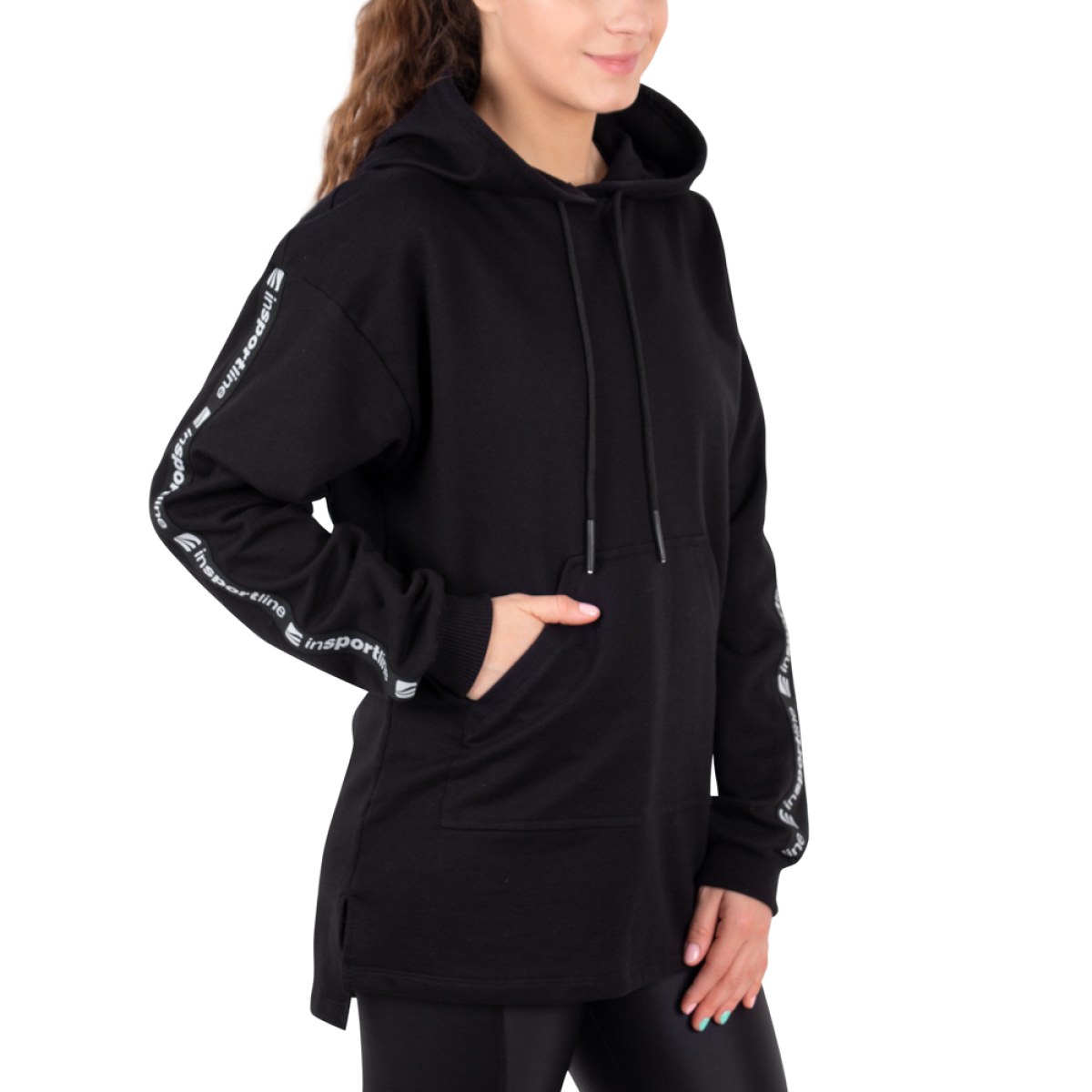 Dámska mikina inSPORTline Overhoodie - Veľkosť: S | Farba: Čierna · záber 1