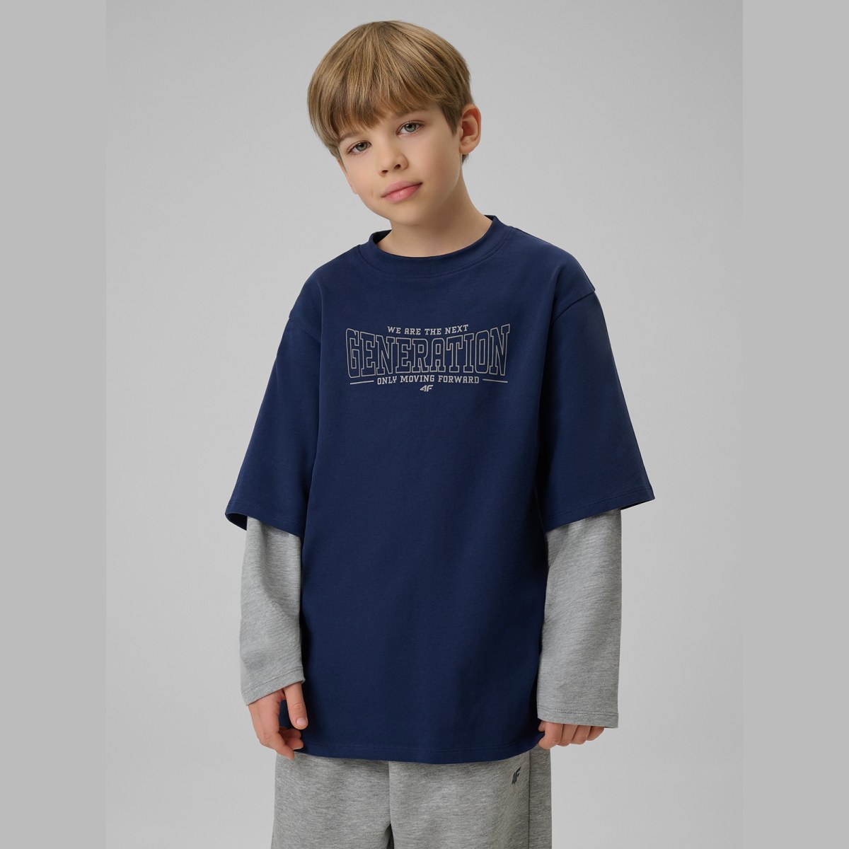Longsleeve loose s potlačou chlapčenský - tmavomodrý · záber 2