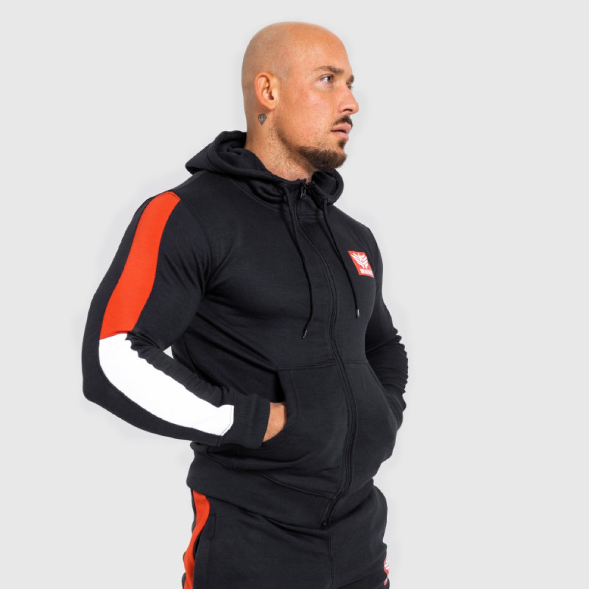 Mikina s kapucňou a zipsom Iron Aesthetics Tricolora, čierna · záber 3
