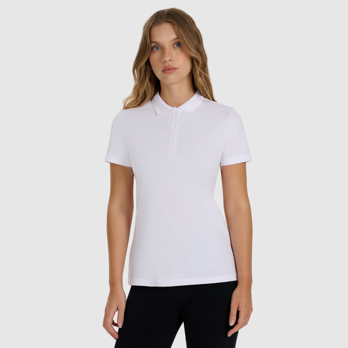 Dámske slim polo tričko - biele · záber 3