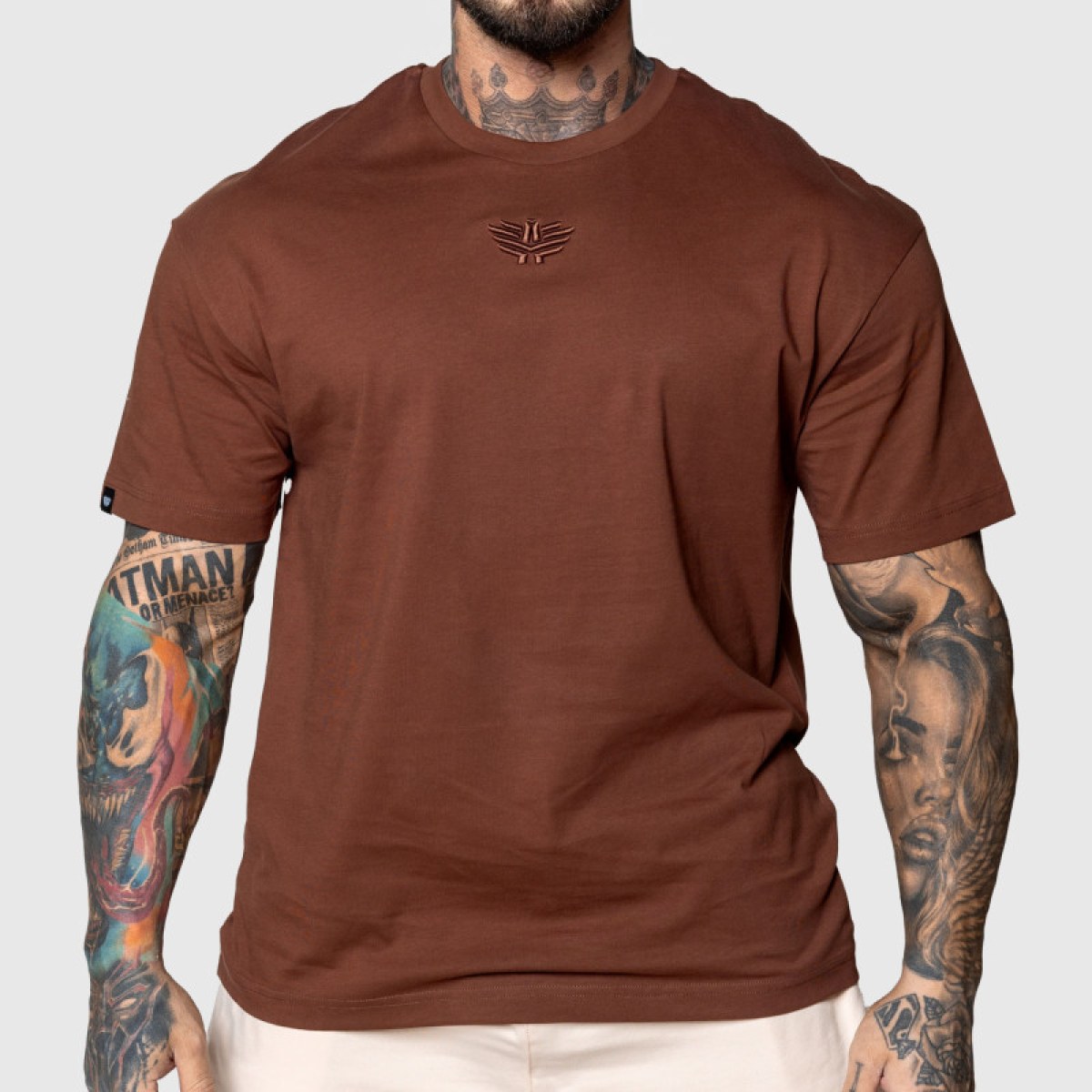 Oversized tričko Iron Aesthetics 3D, hnedé · záber 1