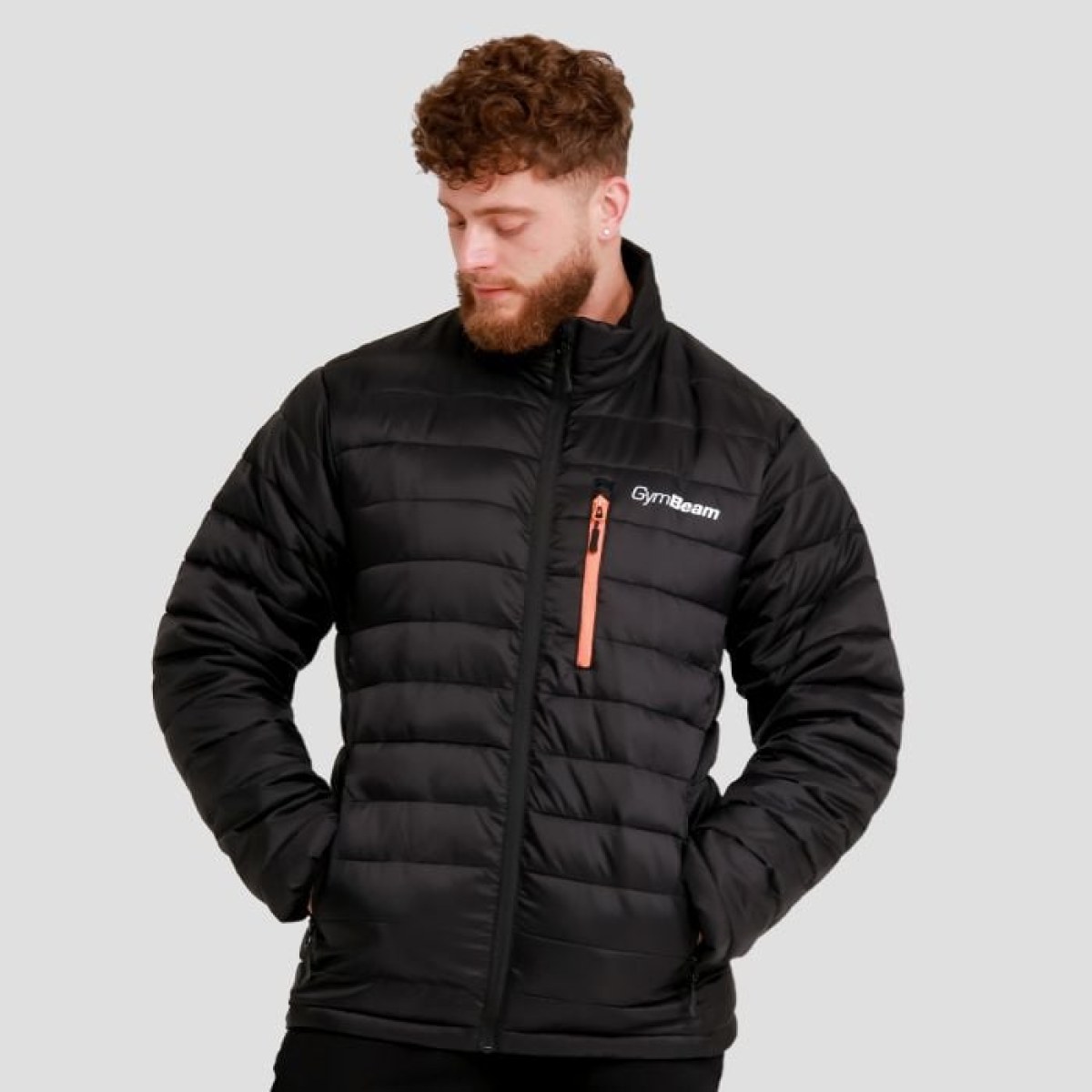 GymBeam Pánska bunda Puffer Black/Orange XLXL · záber 1
