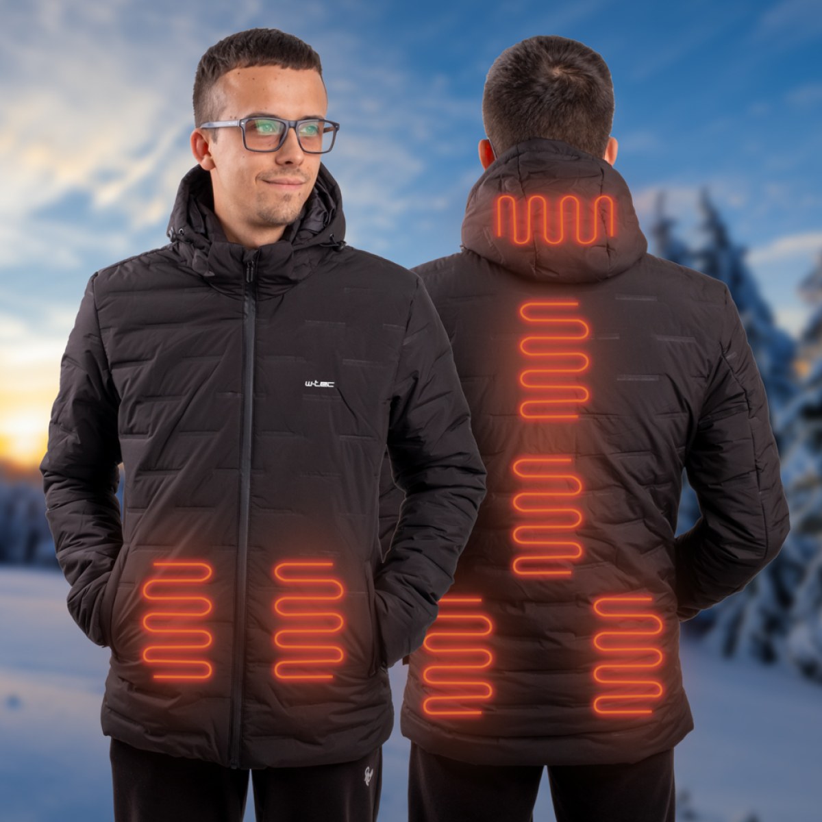 Pánska vyhrievaná bunda W-TEC HEATborg - Veľkosť: L | Farba: Čierna · záber 1
