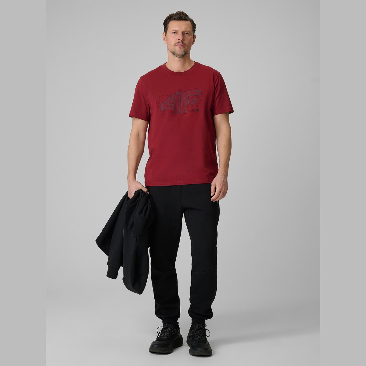 T-shirt regular s potlačou pánsky - červený · záber 4