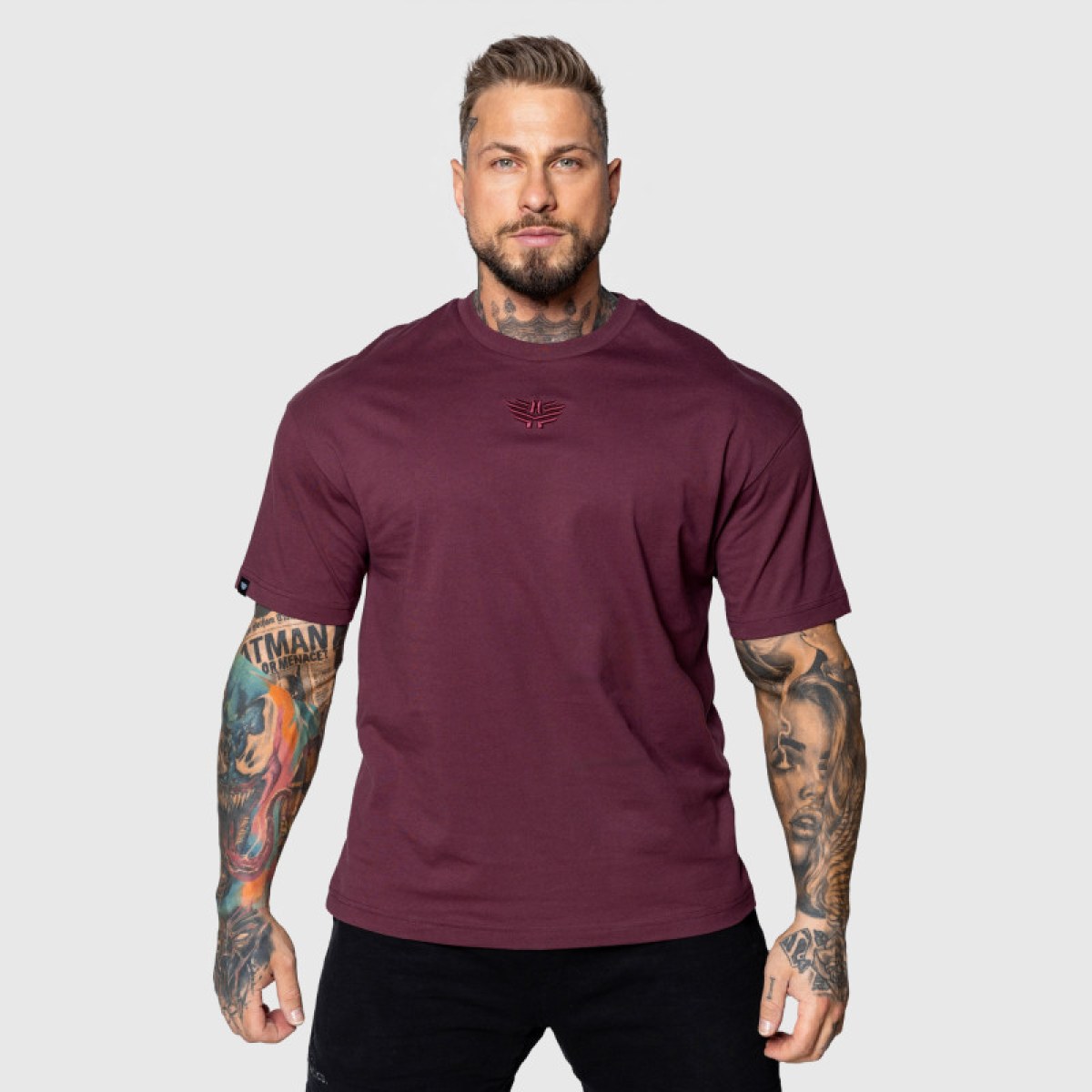 Oversized tričko Iron Aesthetics 3D, bordové · záber 5