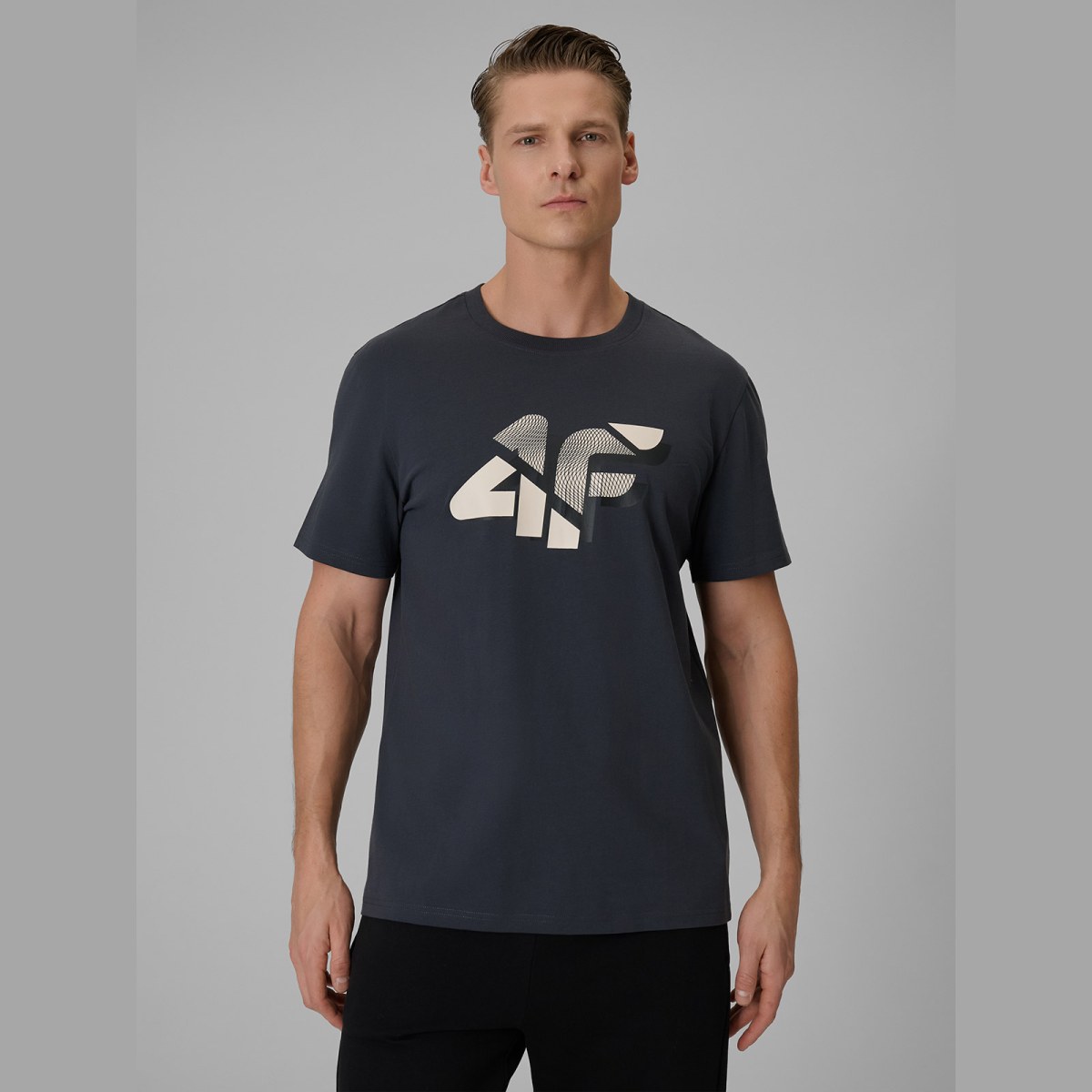 T-shirt regular s potlačou pánsky - sivý · záber 1