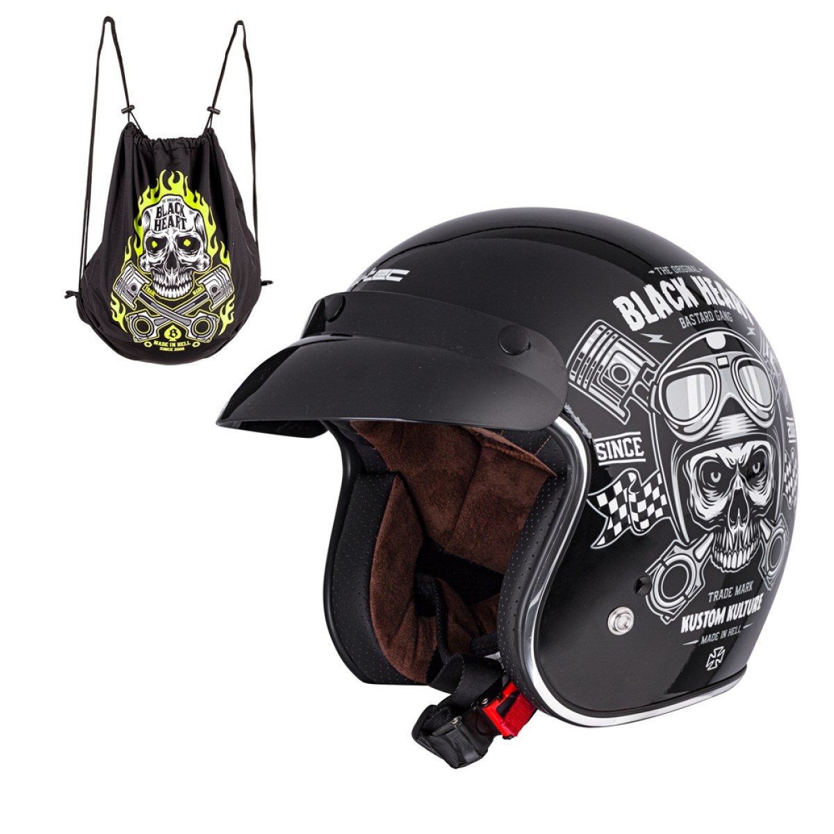 W-TEC Black Heart V541 Black Heart Skull, čierna lesk - XS (53-54) · záber 1