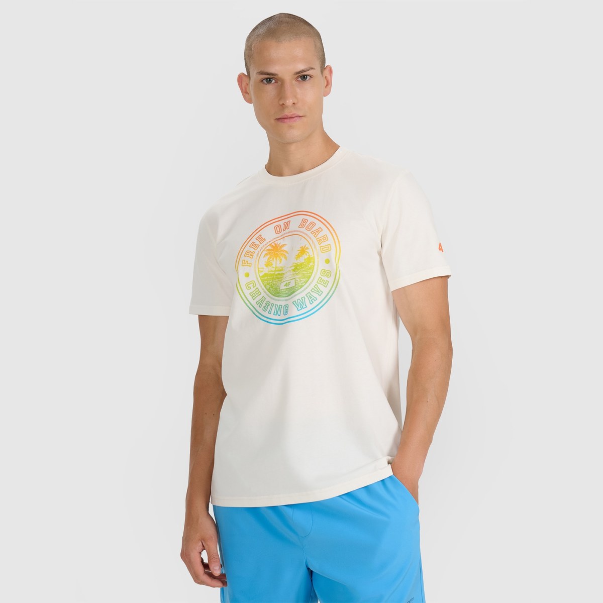 T-shirt regular s potlačou pánsky - béžový · záber 9