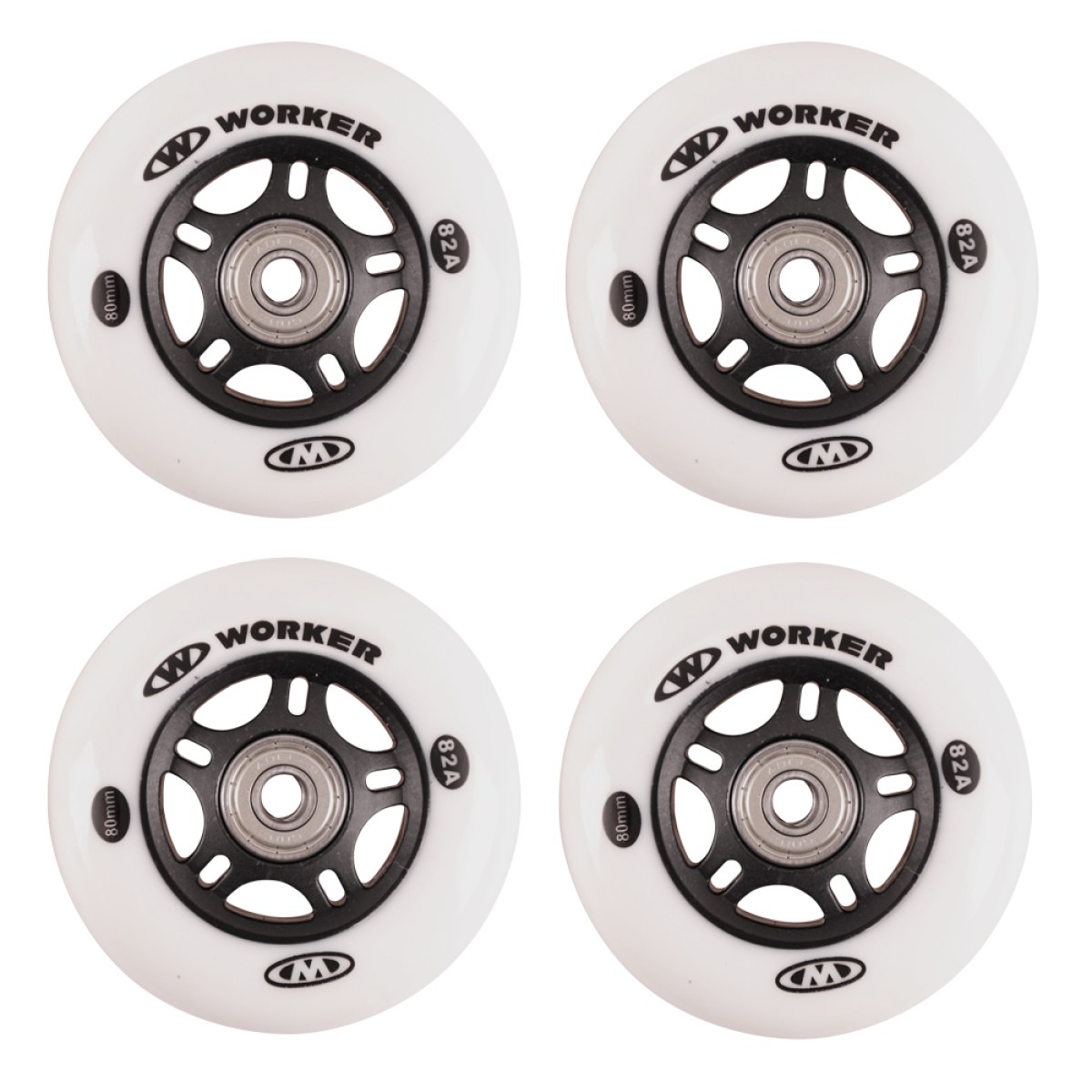 In-line kolieska WORKER 80mm a ložiská ABEC-7 chrome - Set 4 ks · záber 1