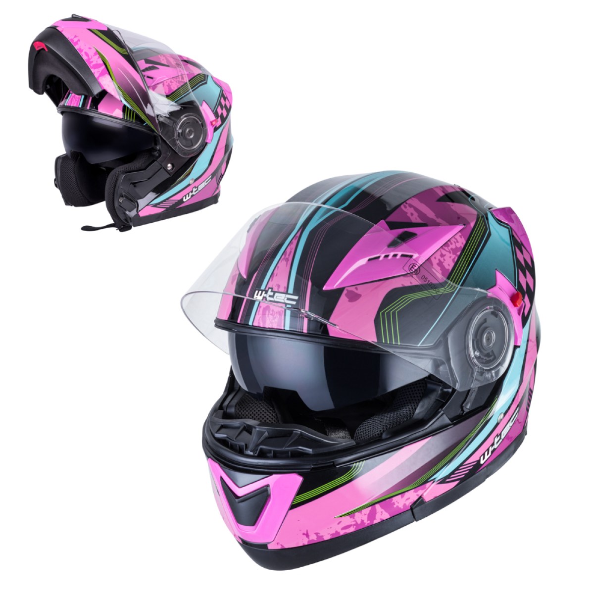 Výklopná moto prilba W-TEC Pezzon Magenta - Veľkosť: 53-54, XS · záber 1