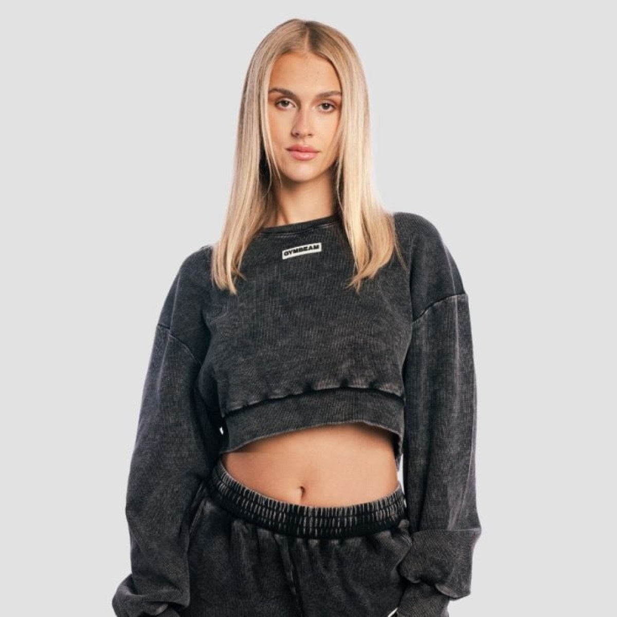 GymBeam Dámska mikina Cropped Aura Washed Black XS · záber 1